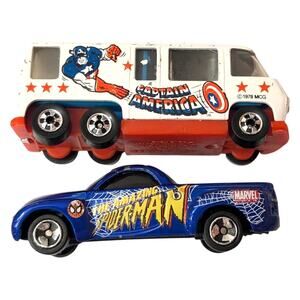 Marvel Toy Vehicles Captain America Scene Machine and Spiderman